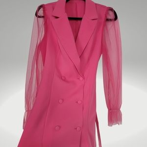 Barbie Pink Blazer Dress with Sheer Sleeves